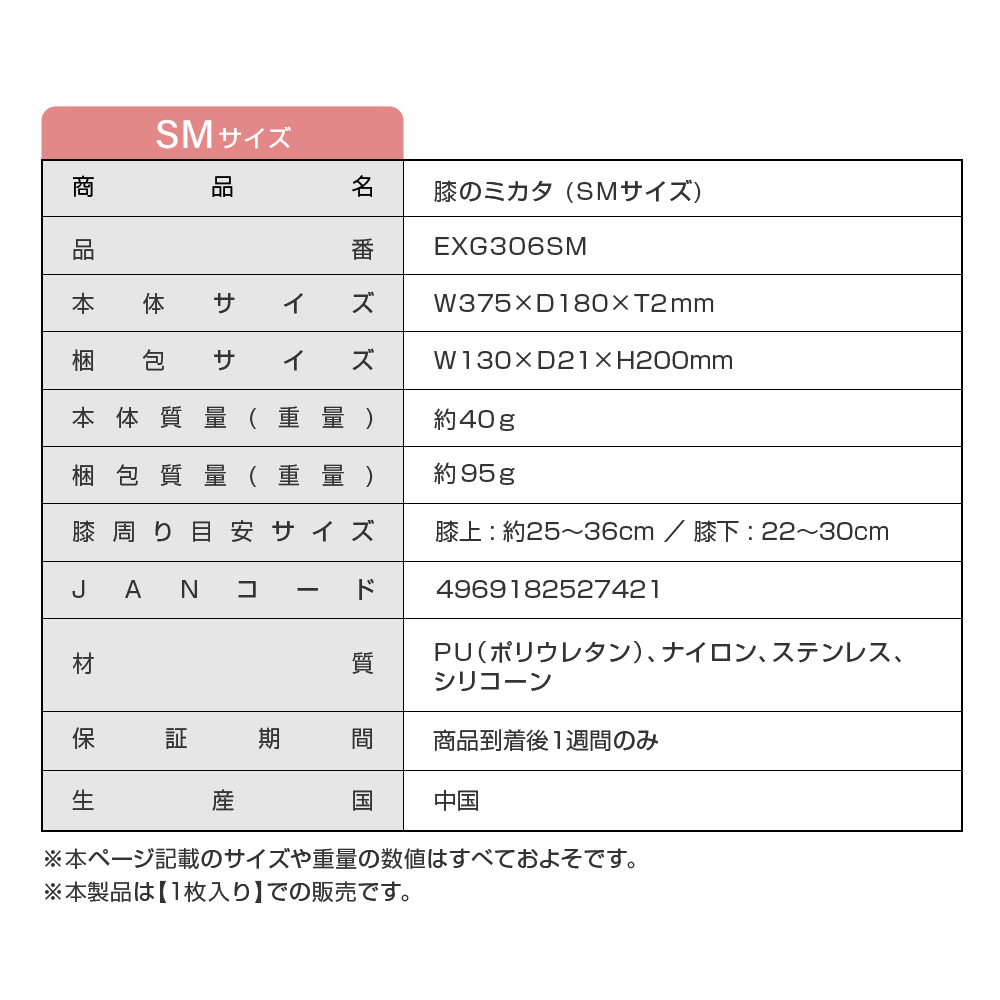 膝のミカタ/EXG306SM(SMサイズ)/EXG306ML(MLサイズ)