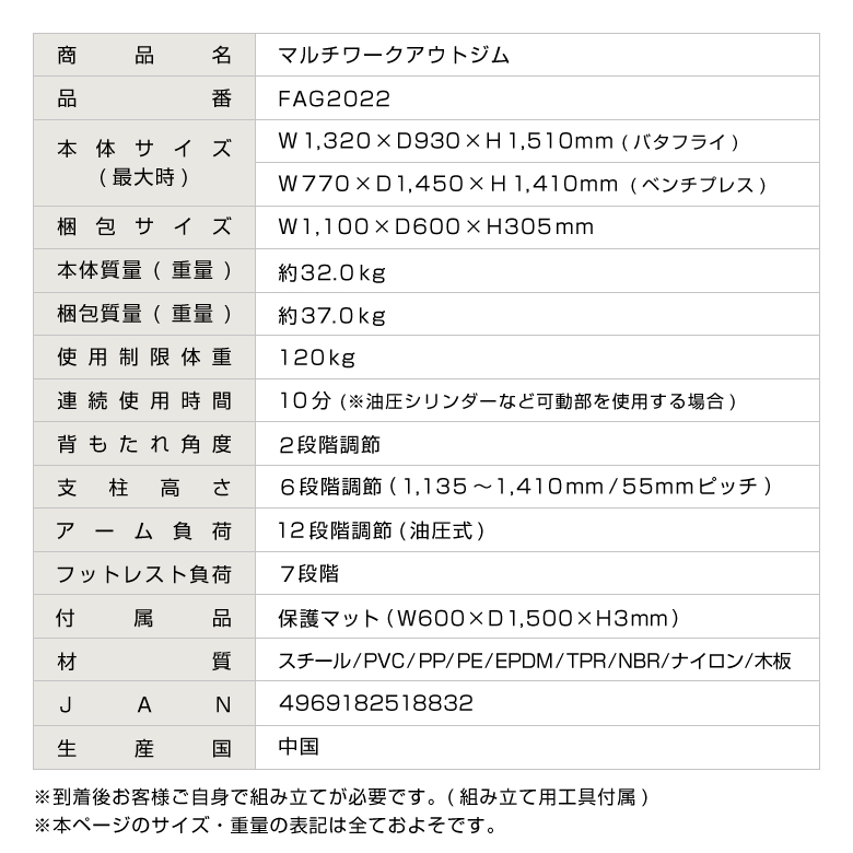 マルチワークアウトジム/FAG2022