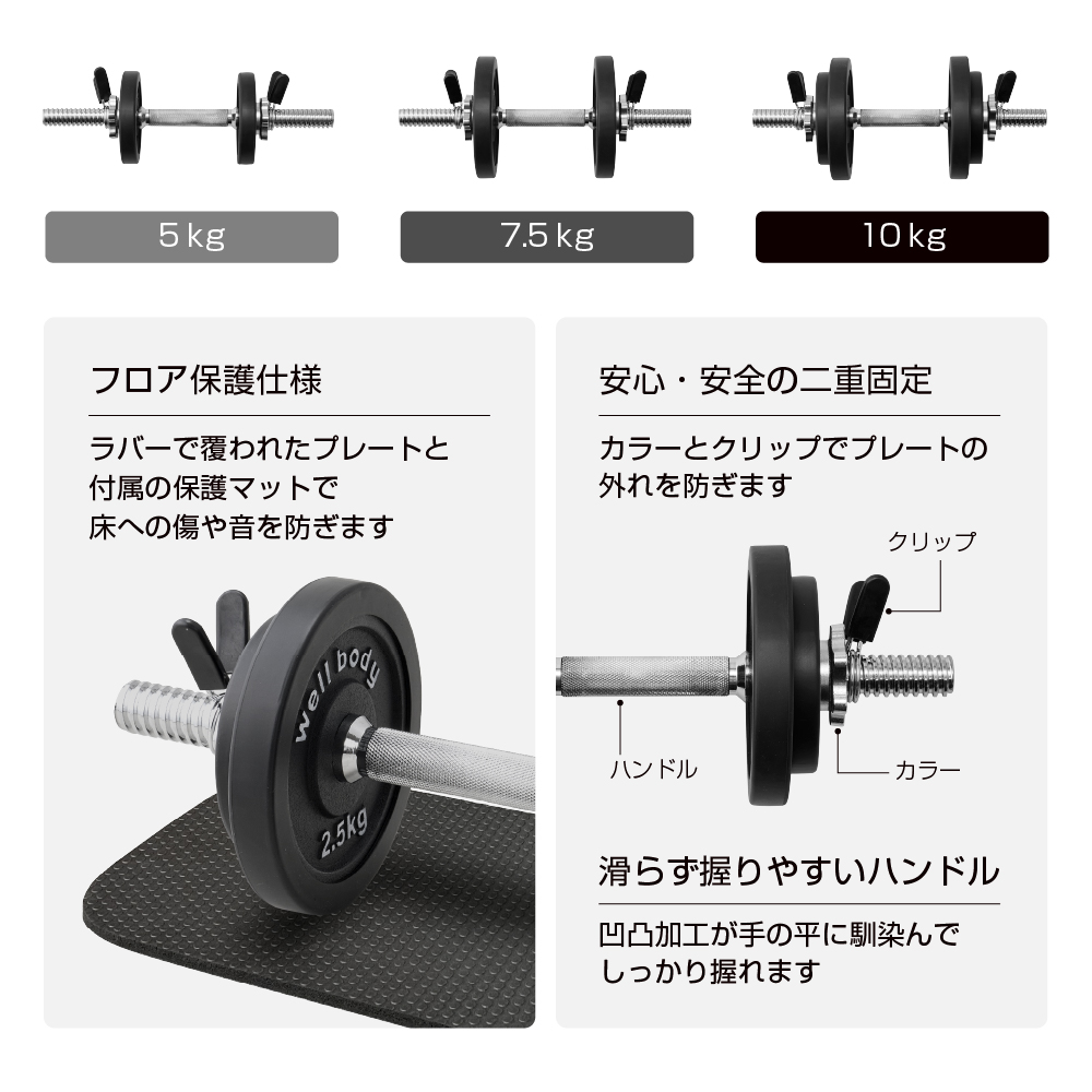 ラバーダンベル 10kg/WBF310
